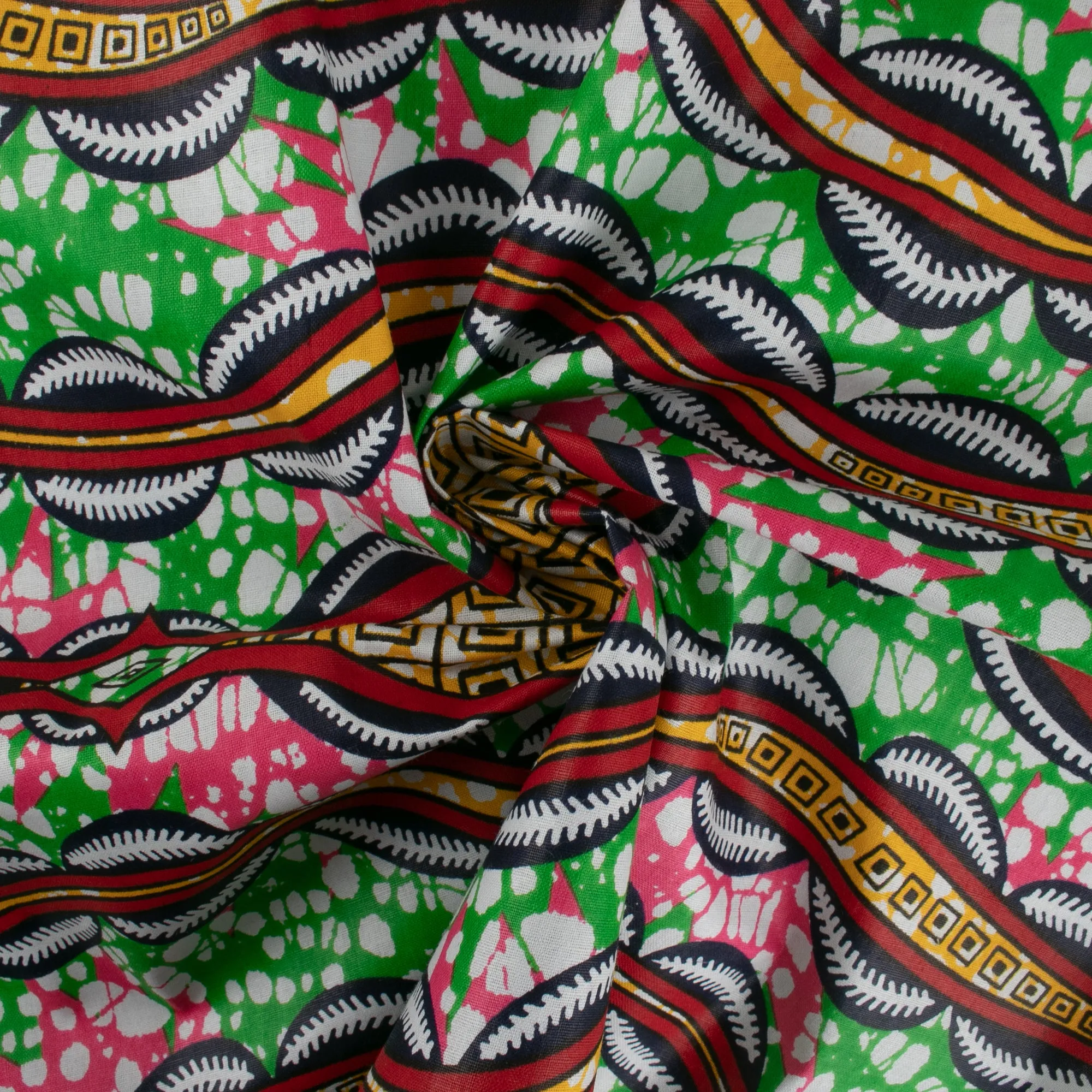 African Print - Abstract - Green / Pink