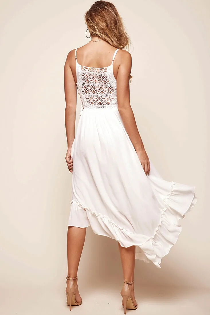 Angel Lace-up Maxi Dress White