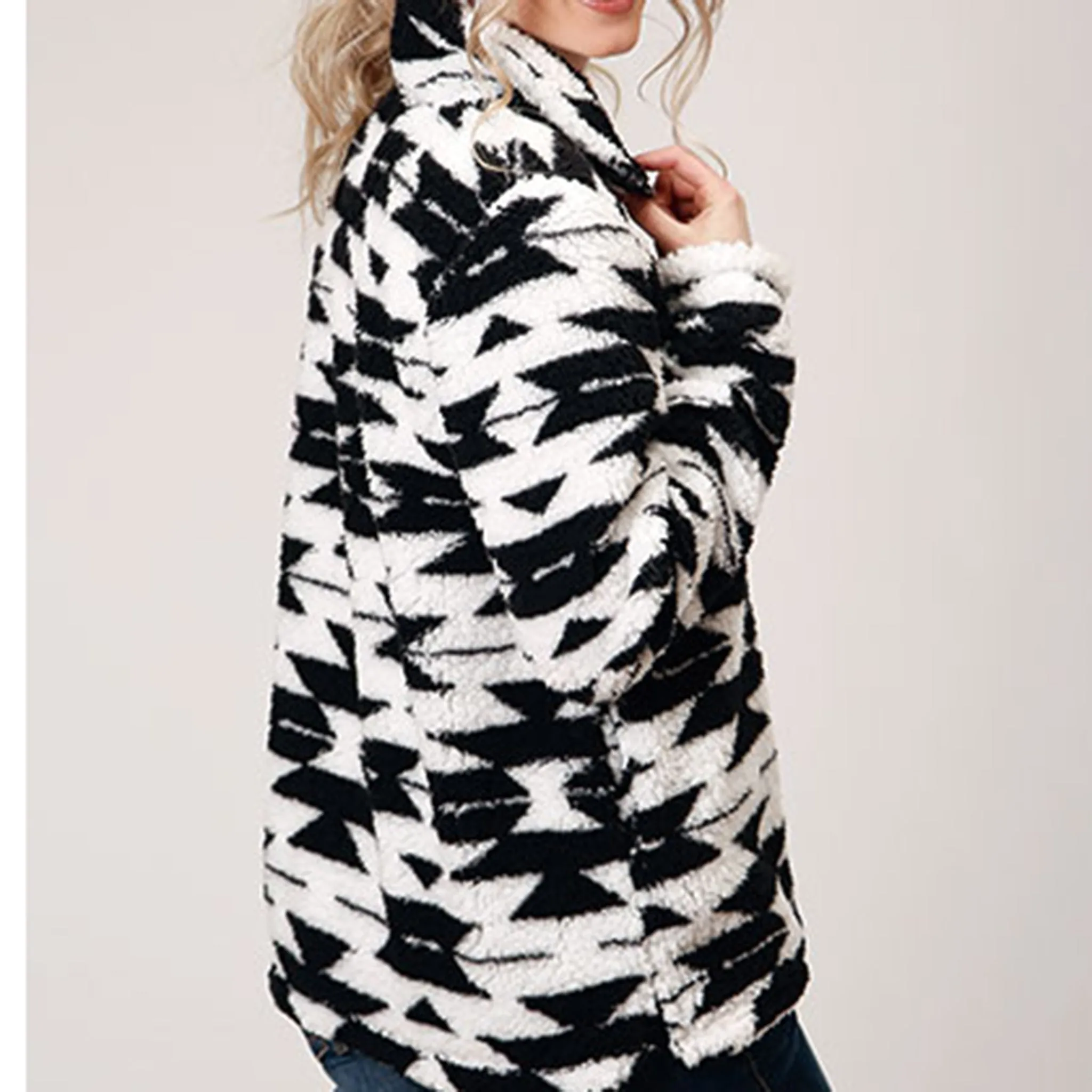 Black and White Aztec Polar Fleece