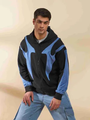 Black&Blue Cut Sew Zipped Hoodie