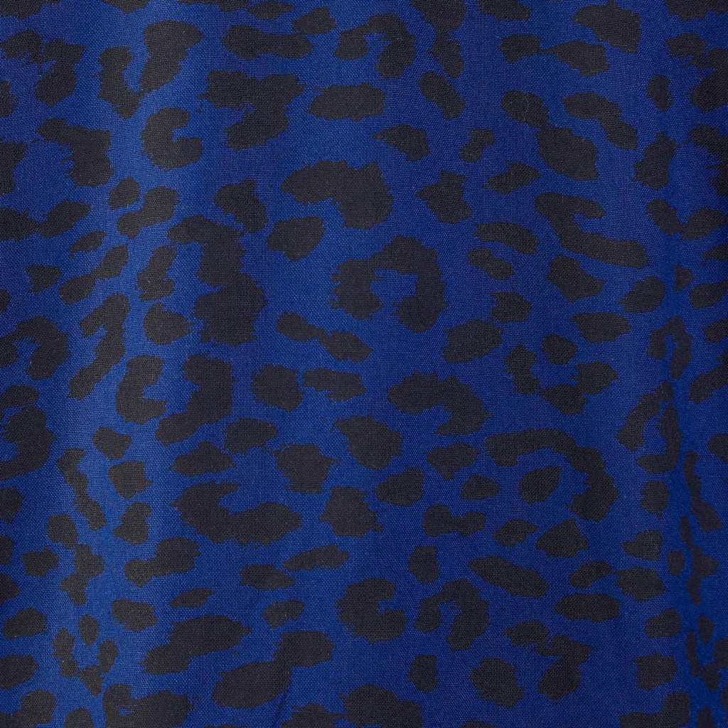 Blue Leopard Dolly Button Through Blouse