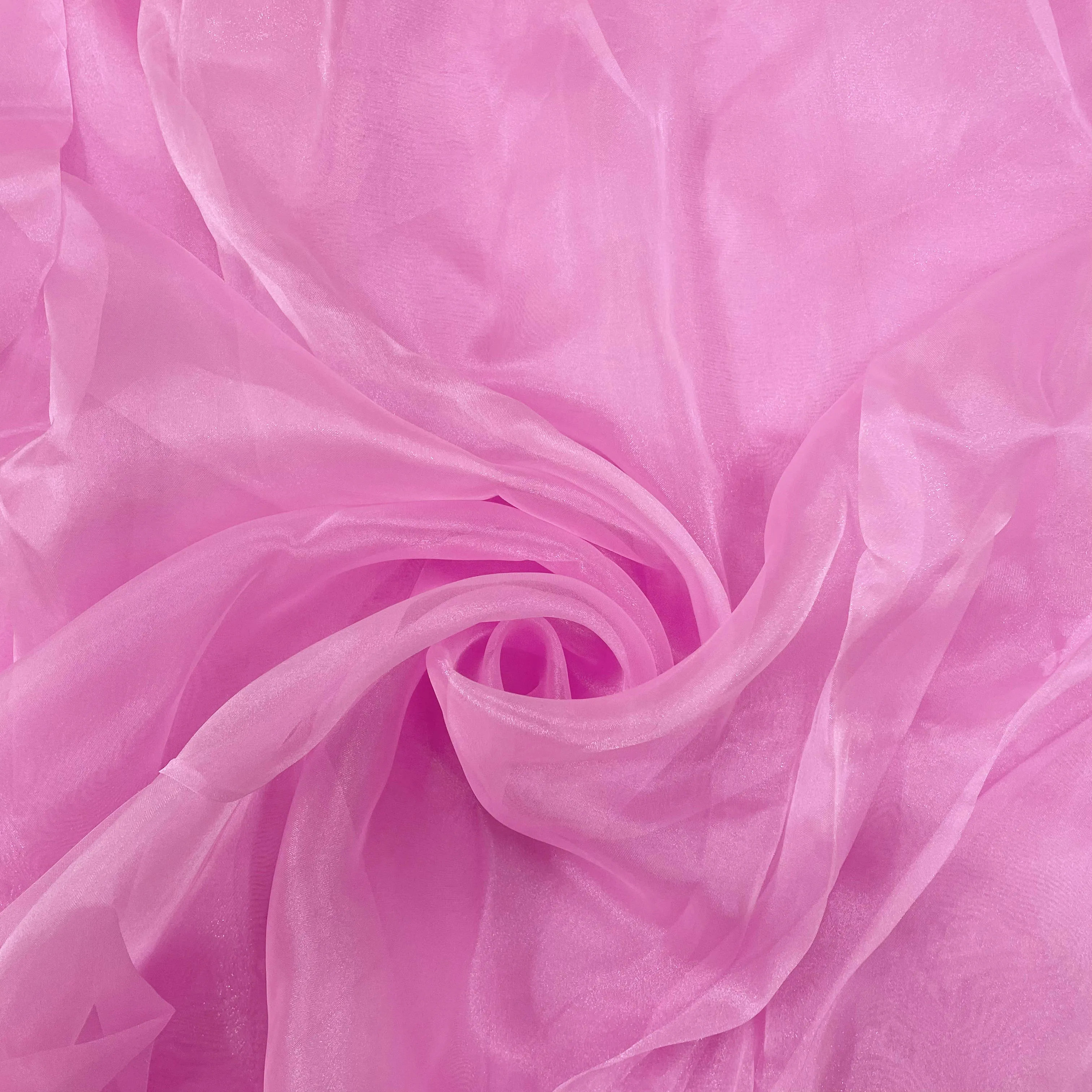 Bright Pink Solid Organza Tissue Fabric