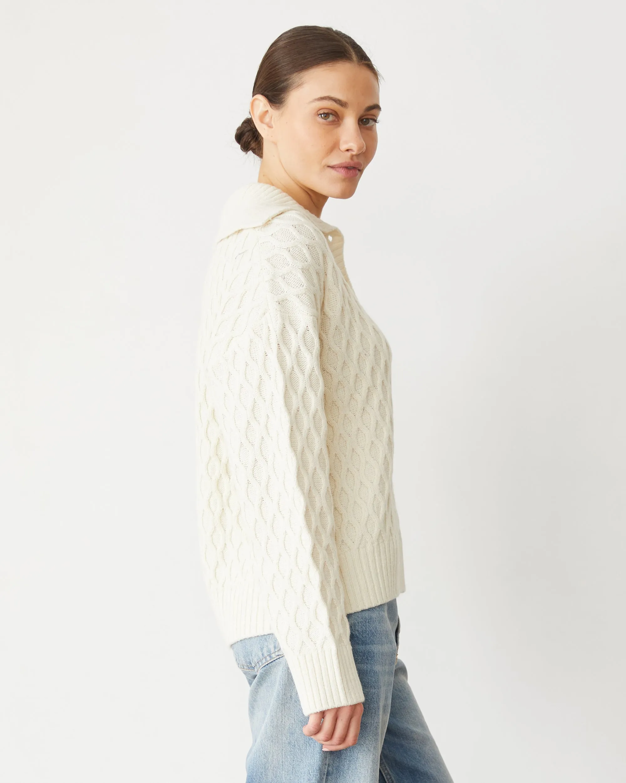 Cable Knit Polo Sweater