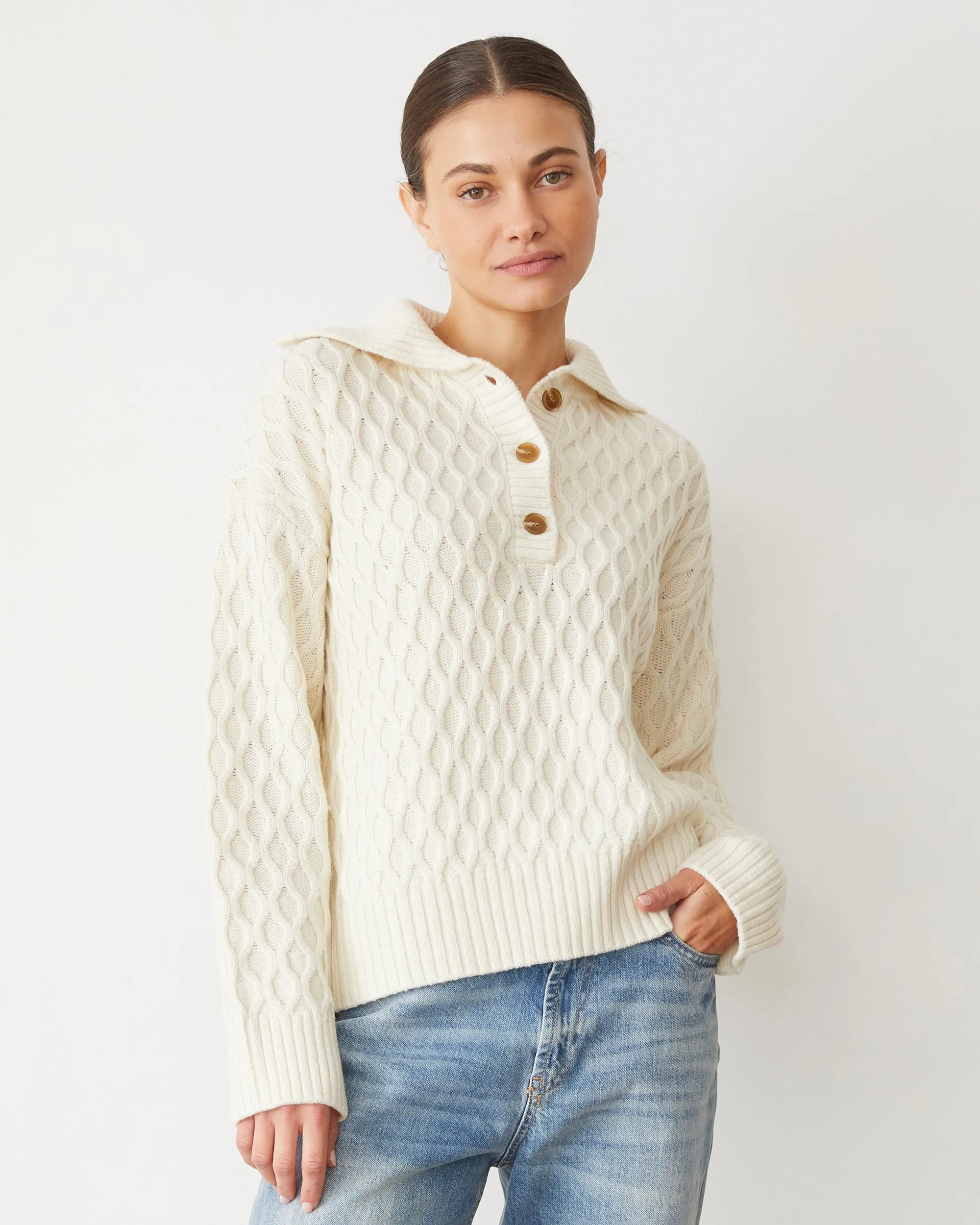 Cable Knit Polo Sweater