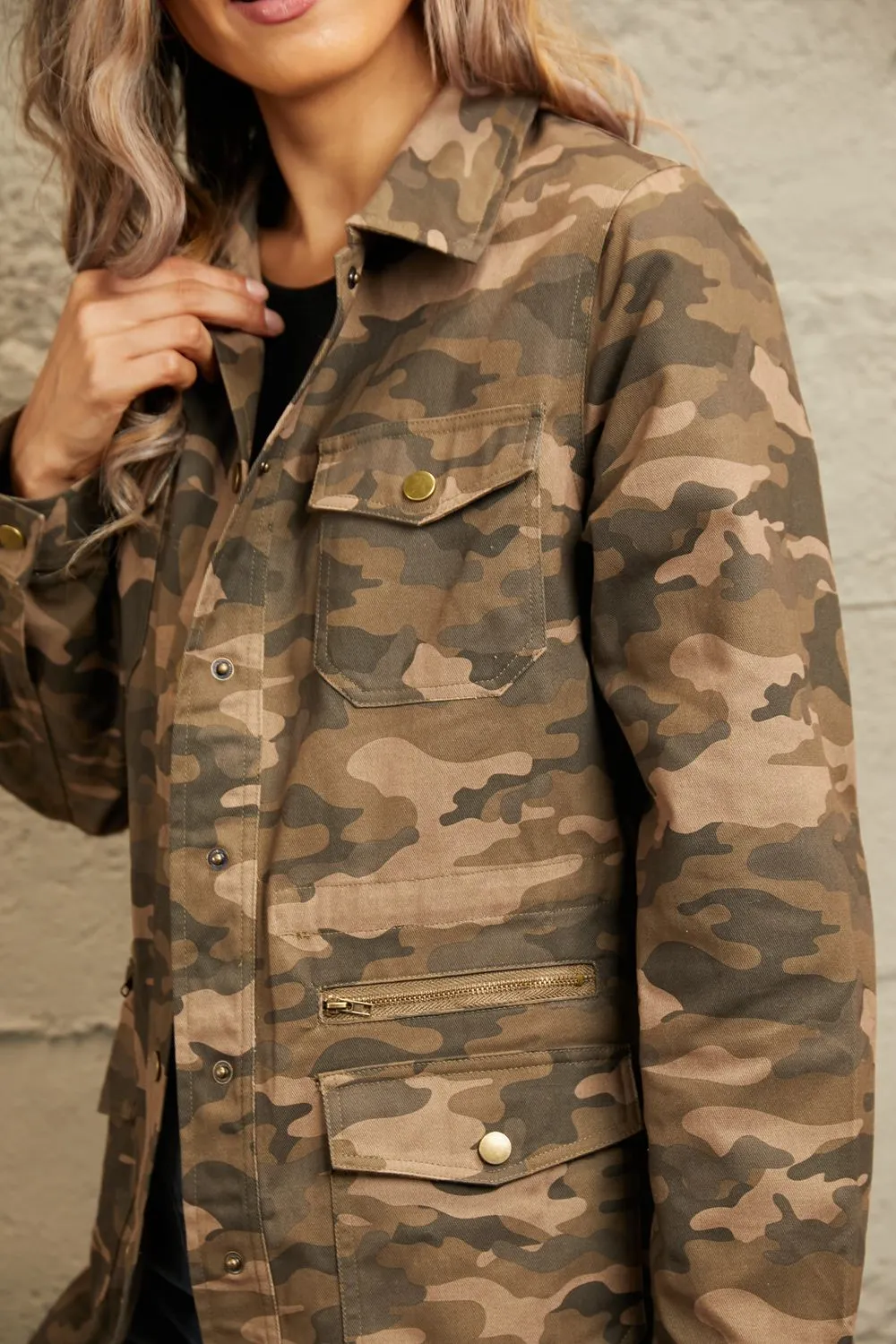 Camouflage Snap Down Jacket