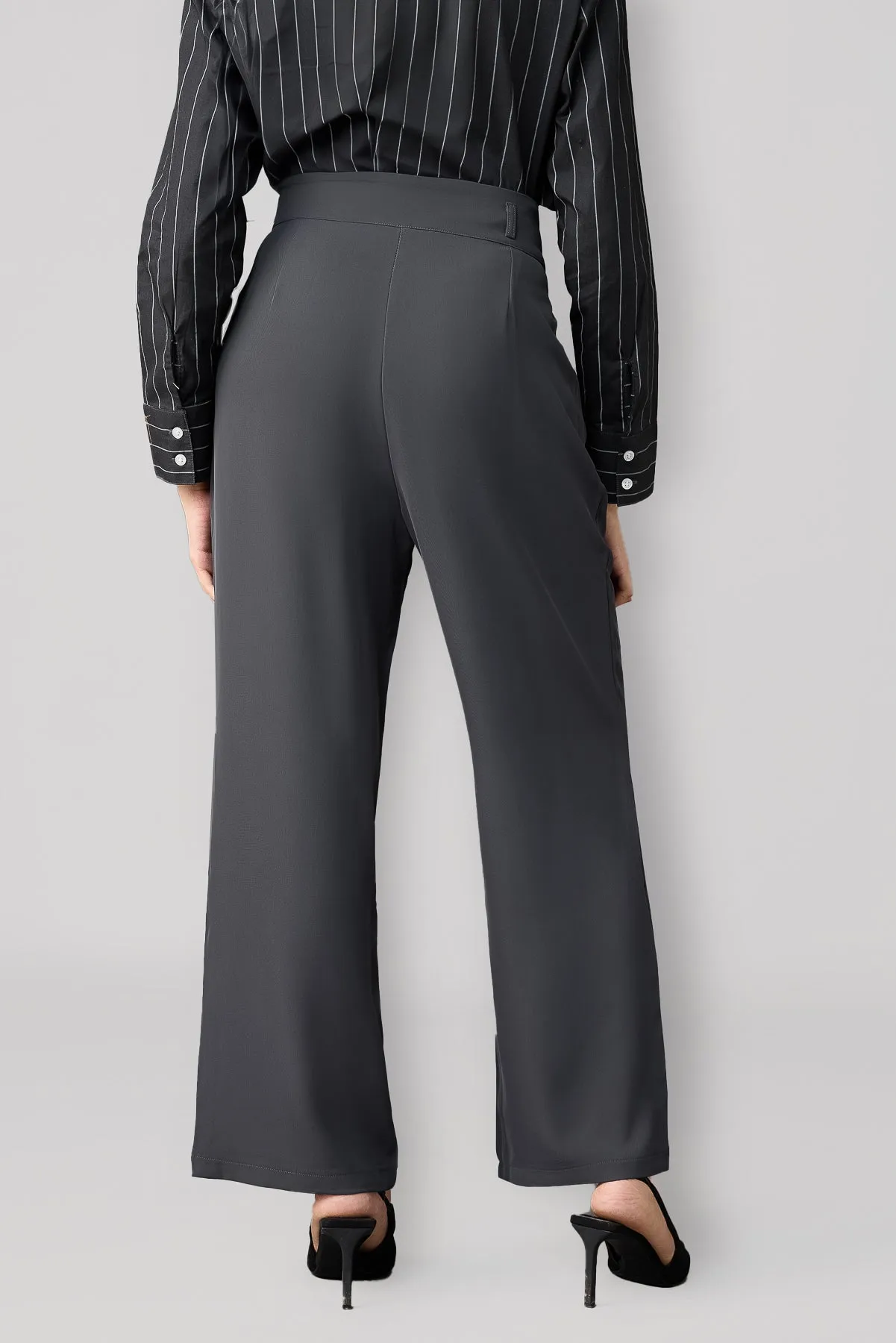 Charcoal Grey Korean Pleated Pants