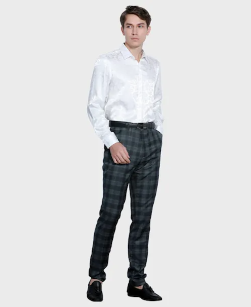 Charcoal Plaid Dress Pants