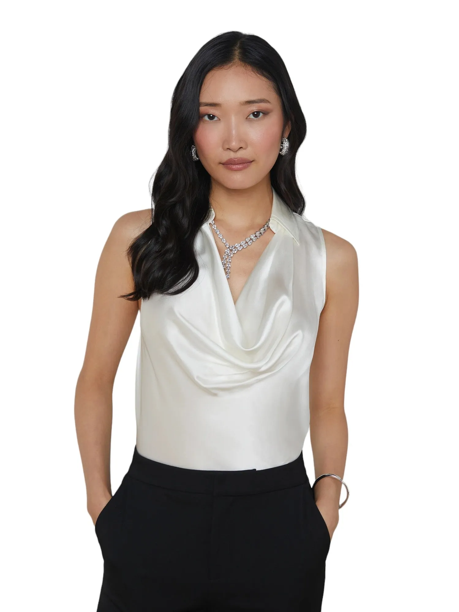 Colter Silk Cowl-Neck Blouse - Ivory