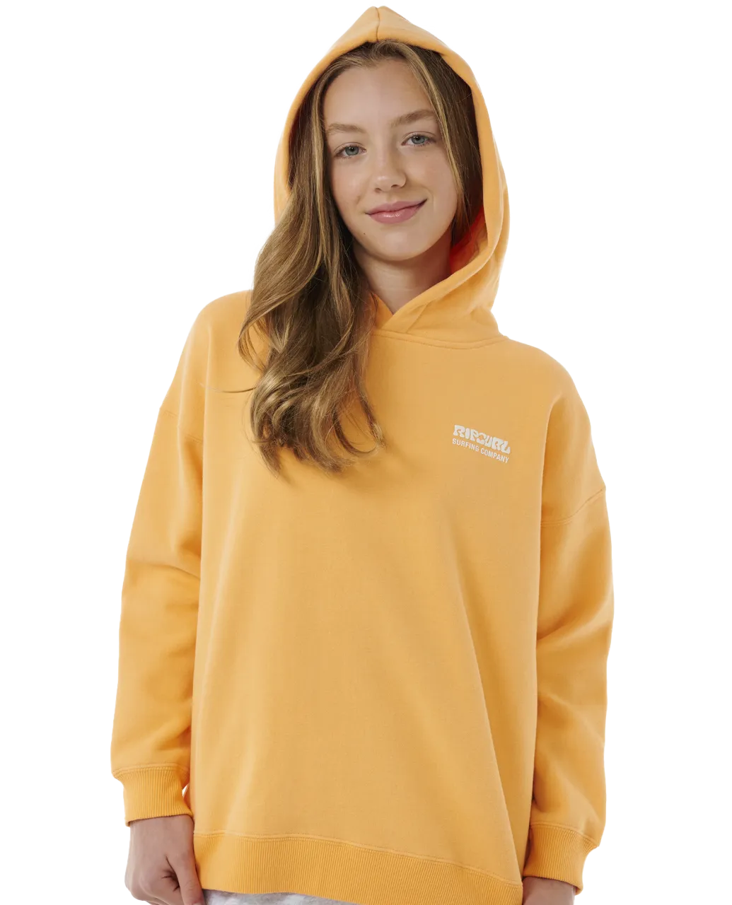 Girls Surf Puff Heritage Hoodie in Orange