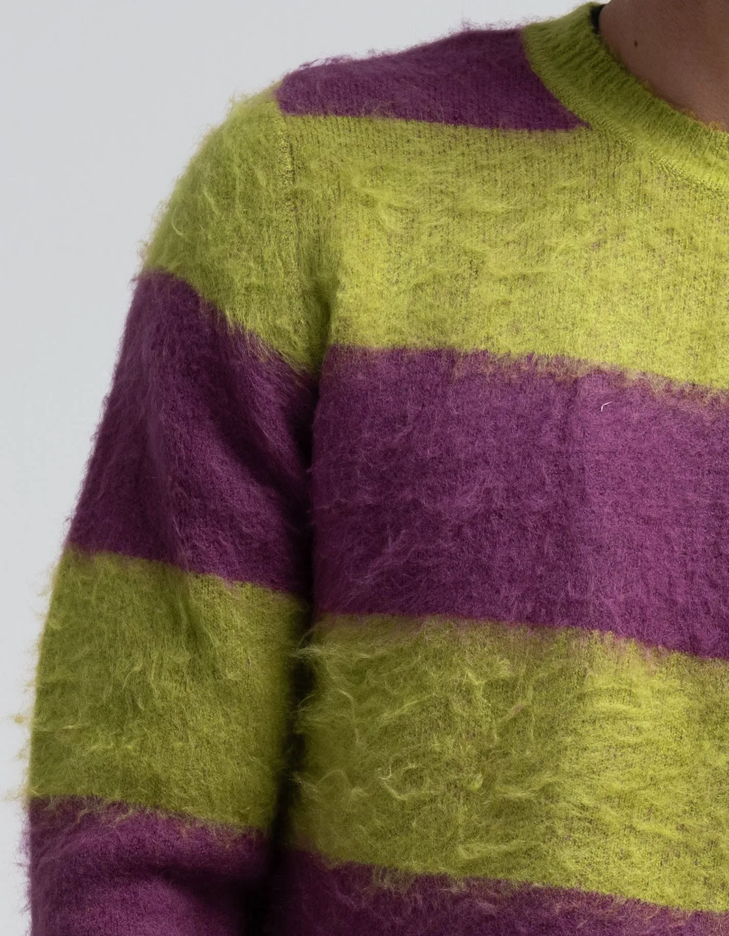 Green & Purple Stripe Mohair Jumper GOLD