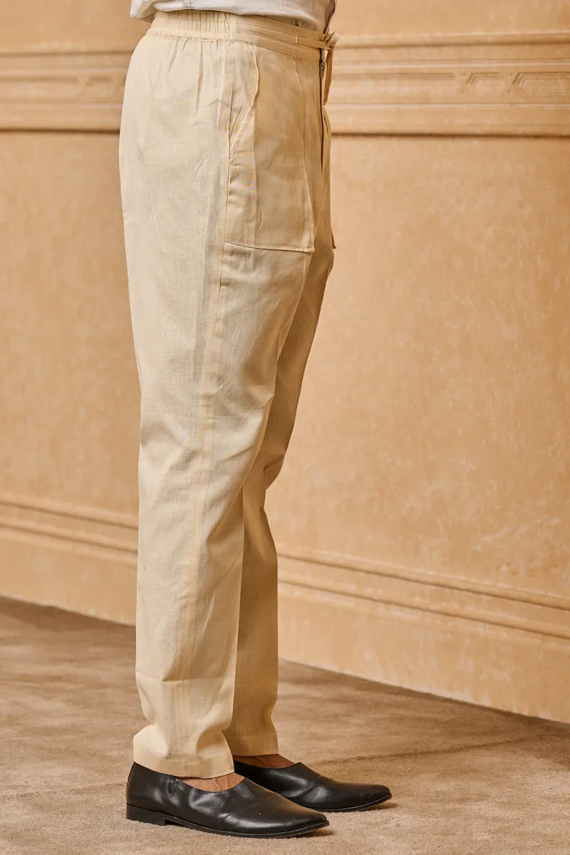 Ivory Cotton Straight Pant