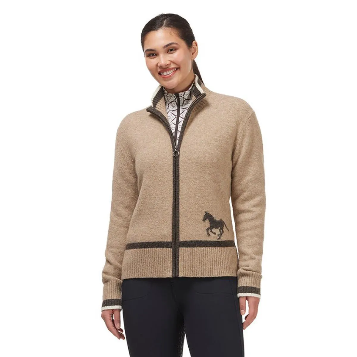 Kerrits Full Zip Varsity Horse Sweater