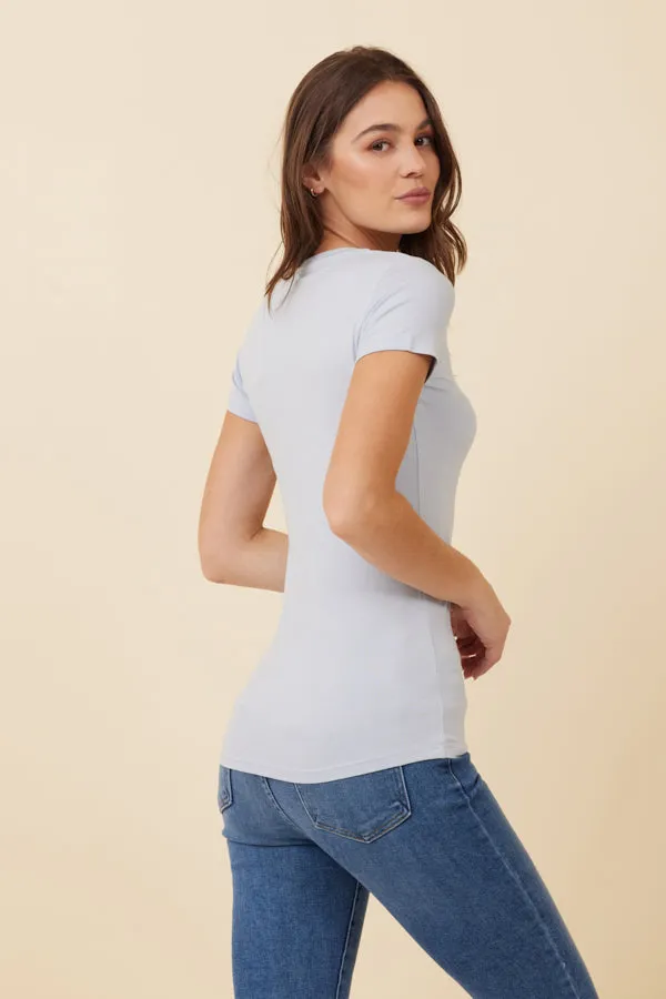 Majestic Soft Touch Short Sleeve Crewneck in Celeste