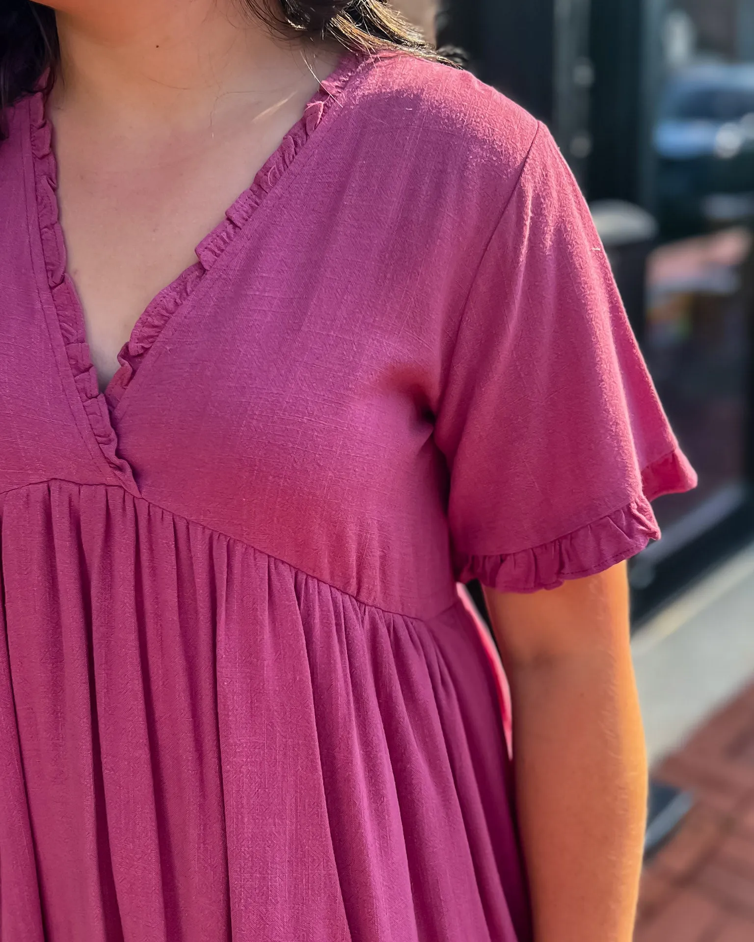 Mauve Tiered Dress with Ruffles