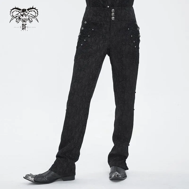 Men's Gothic Floral Embroidered Jacquard Pants