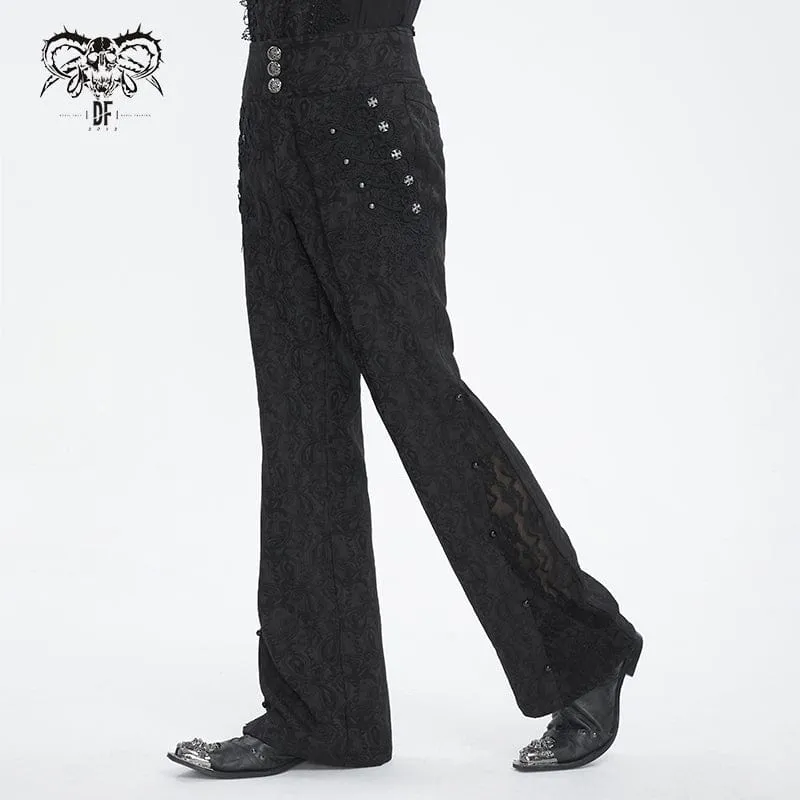 Men's Gothic Floral Embroidered Jacquard Pants