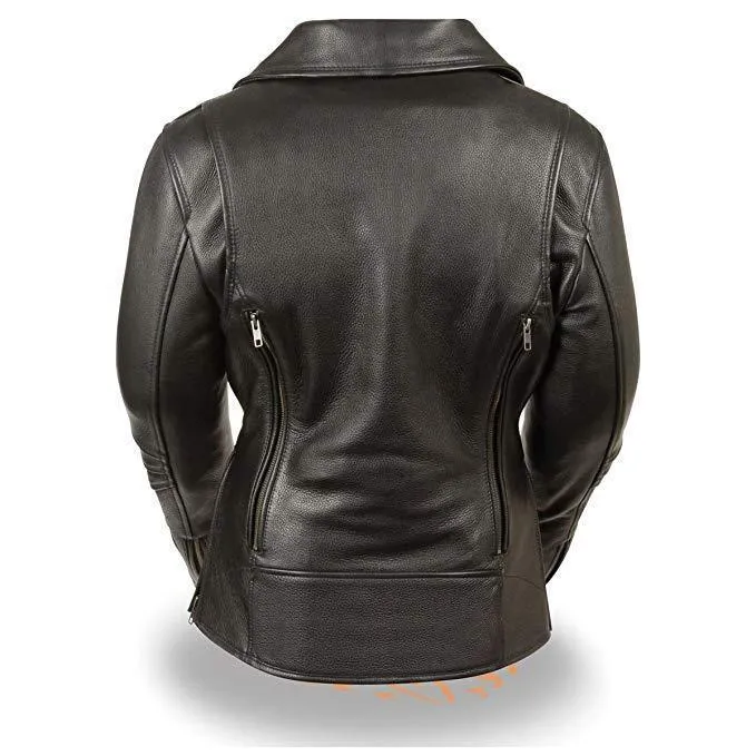 Milwaukee Leather Women's Long Length Beltless Vented Black Leather Jacket