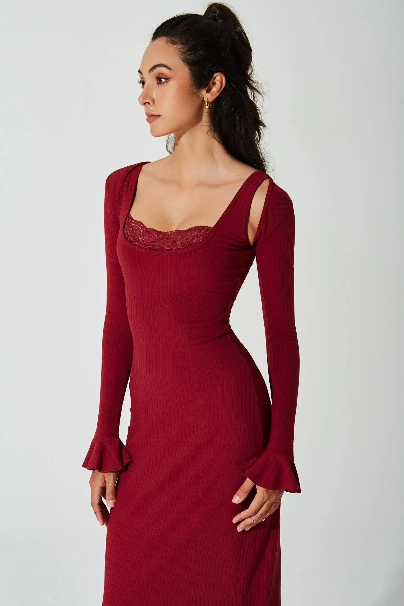 Mina Ribbed Dress - Raspberry Radiance