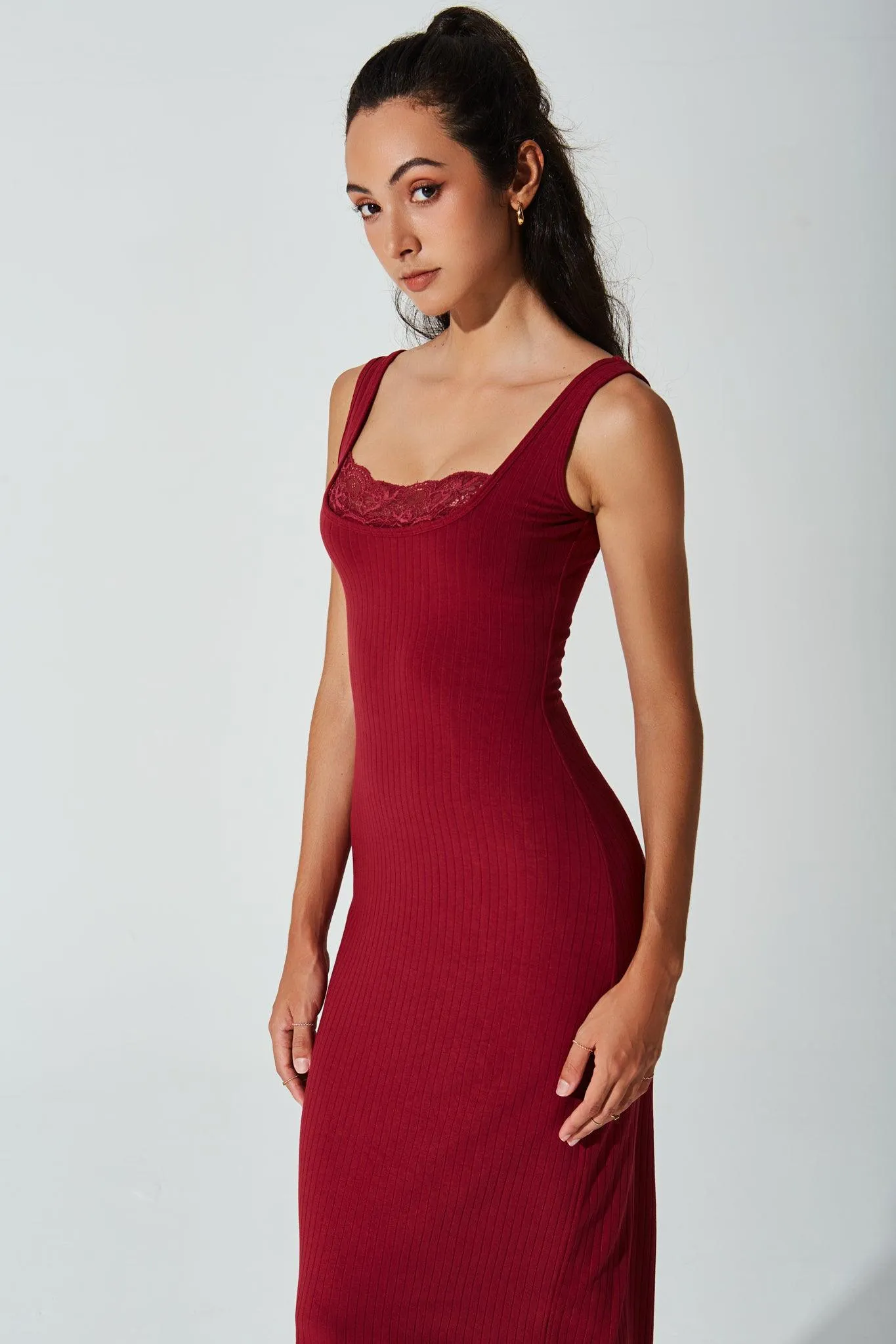 Mina Ribbed Dress - Raspberry Radiance