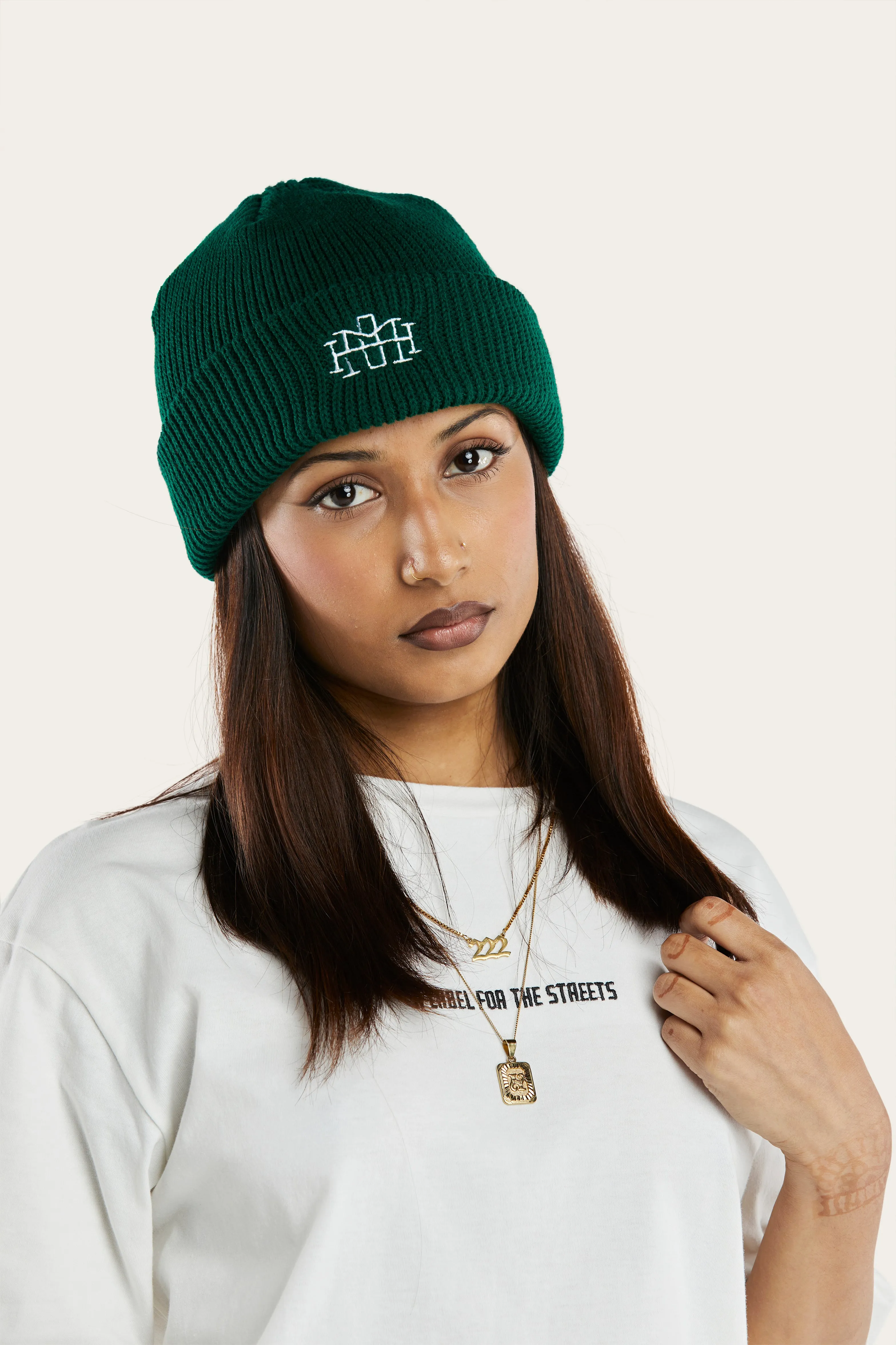 Monogram Beanie - Forest Green