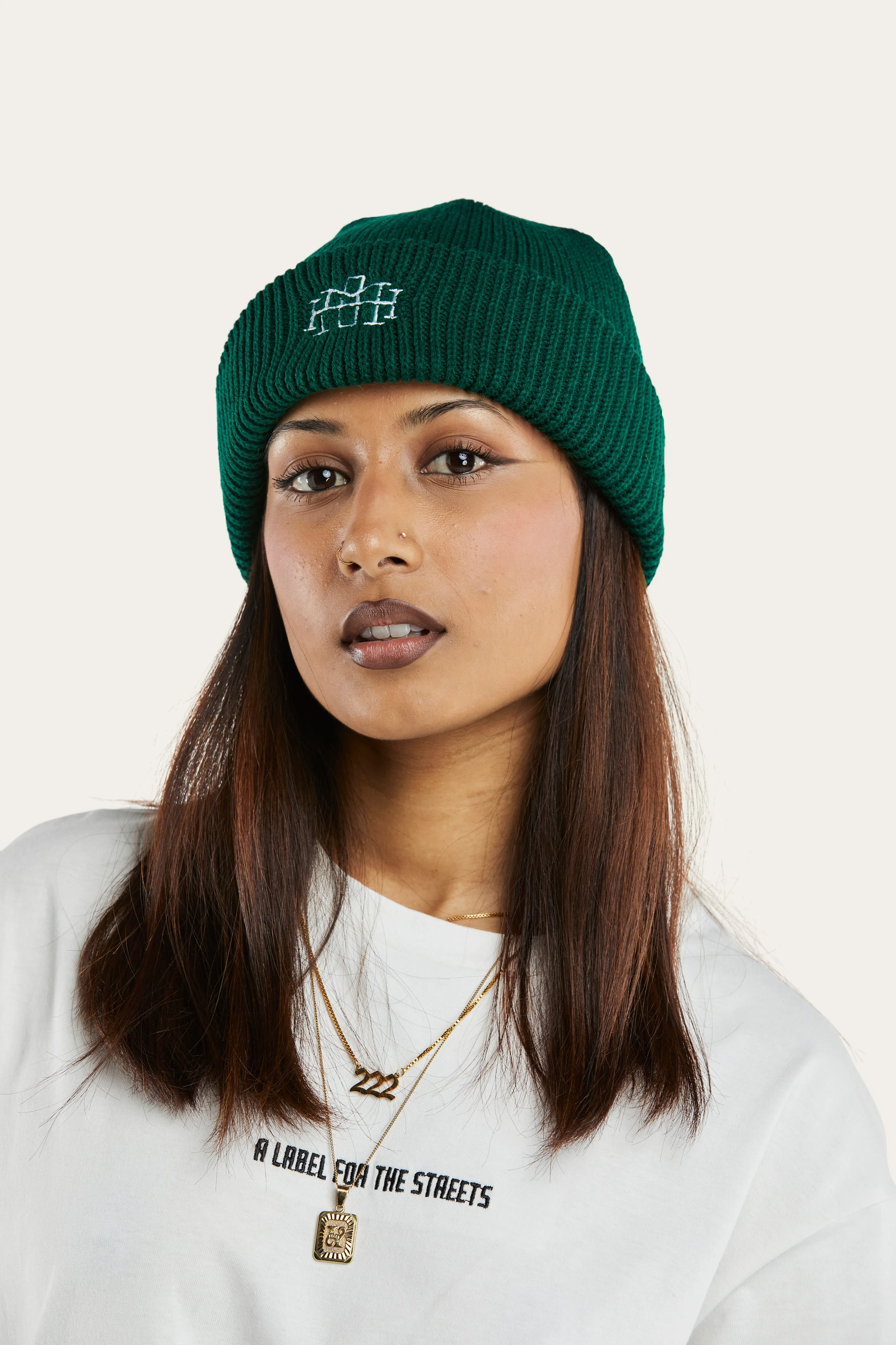 Monogram Beanie - Forest Green