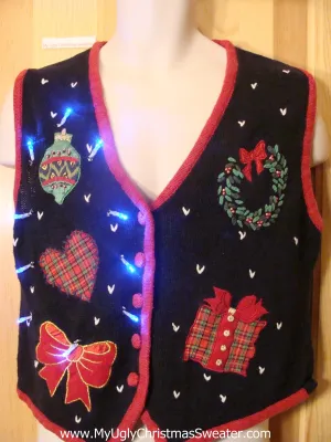 Need to Buy Christmas Sweaters? Light Up Sweater Vest Plaid Gift, Heart