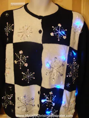 Need to Buy Christmas Sweaters? Light Up Sweater with Bling Snowflakes