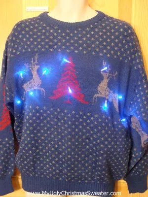 Need to Buy Christmas Sweaters? Vintage Leaping Reindeer Light Up Sweater