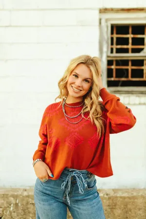 Neon Aztec Cropped Sweater