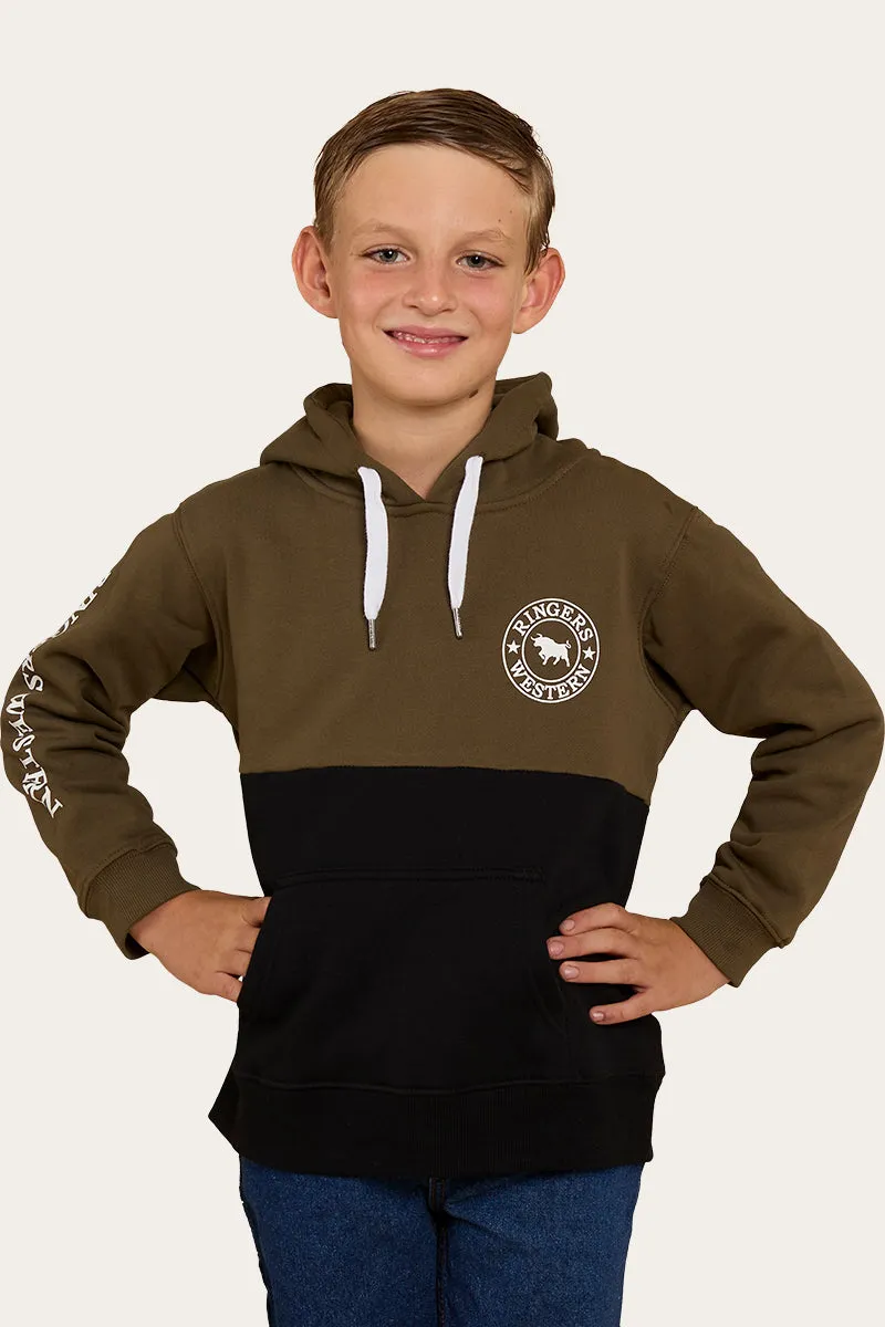 Oakey Kids Hoodie - Military Green/Black