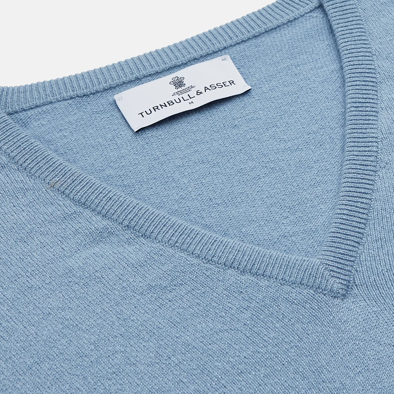 Pale Blue Cashmere Paden V-Neck Jumper