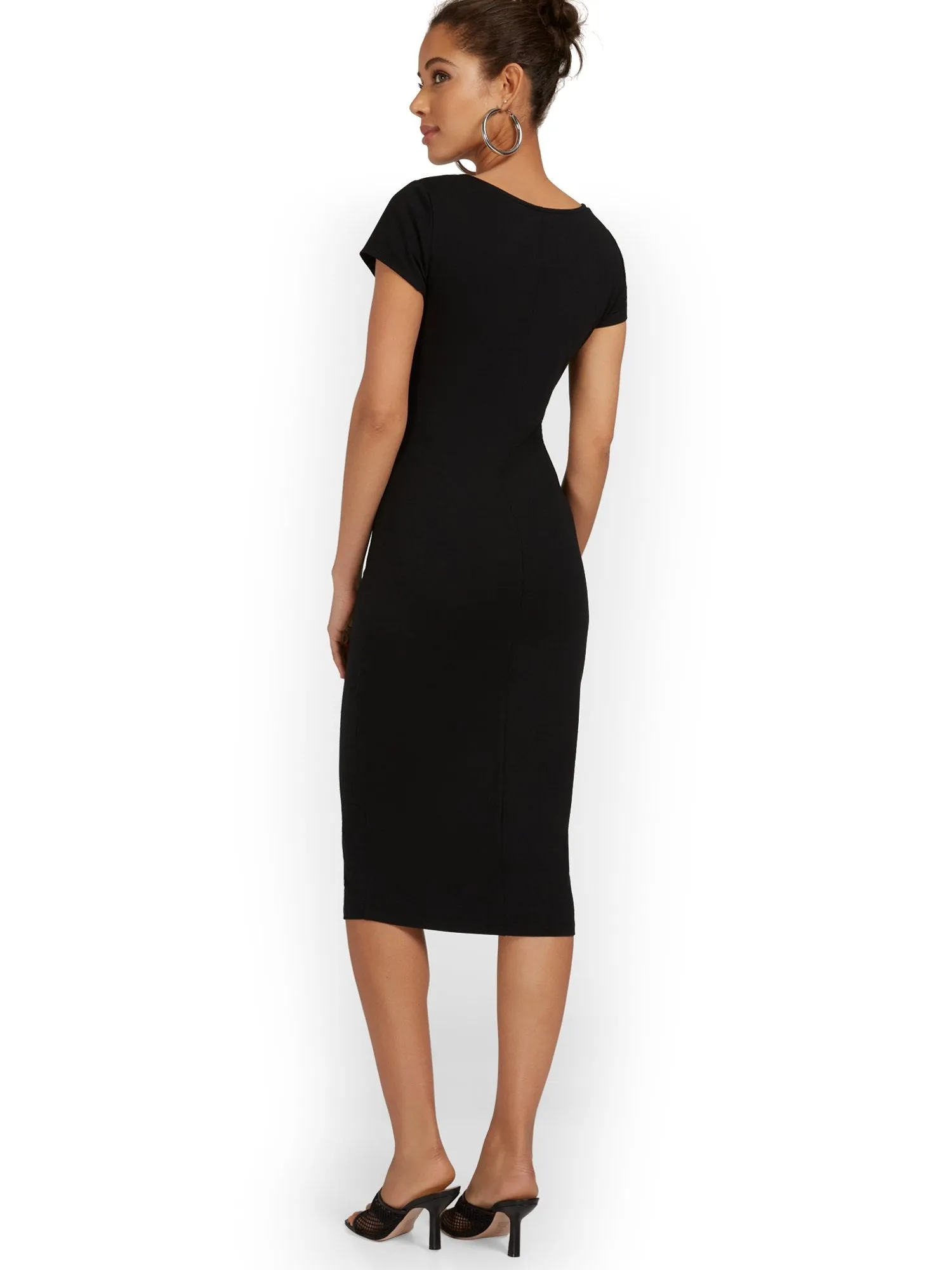 Petite Scoopneck Cap-Sleeve Midi Dress - Everyday Collection