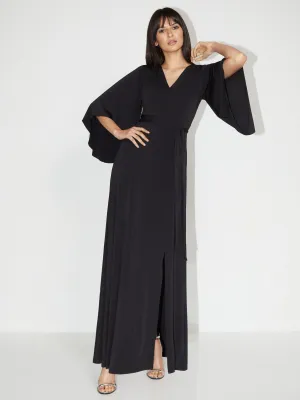 Petite V-Neck Bell-Sleeve Kimono Maxi Dress - NY&C Style System