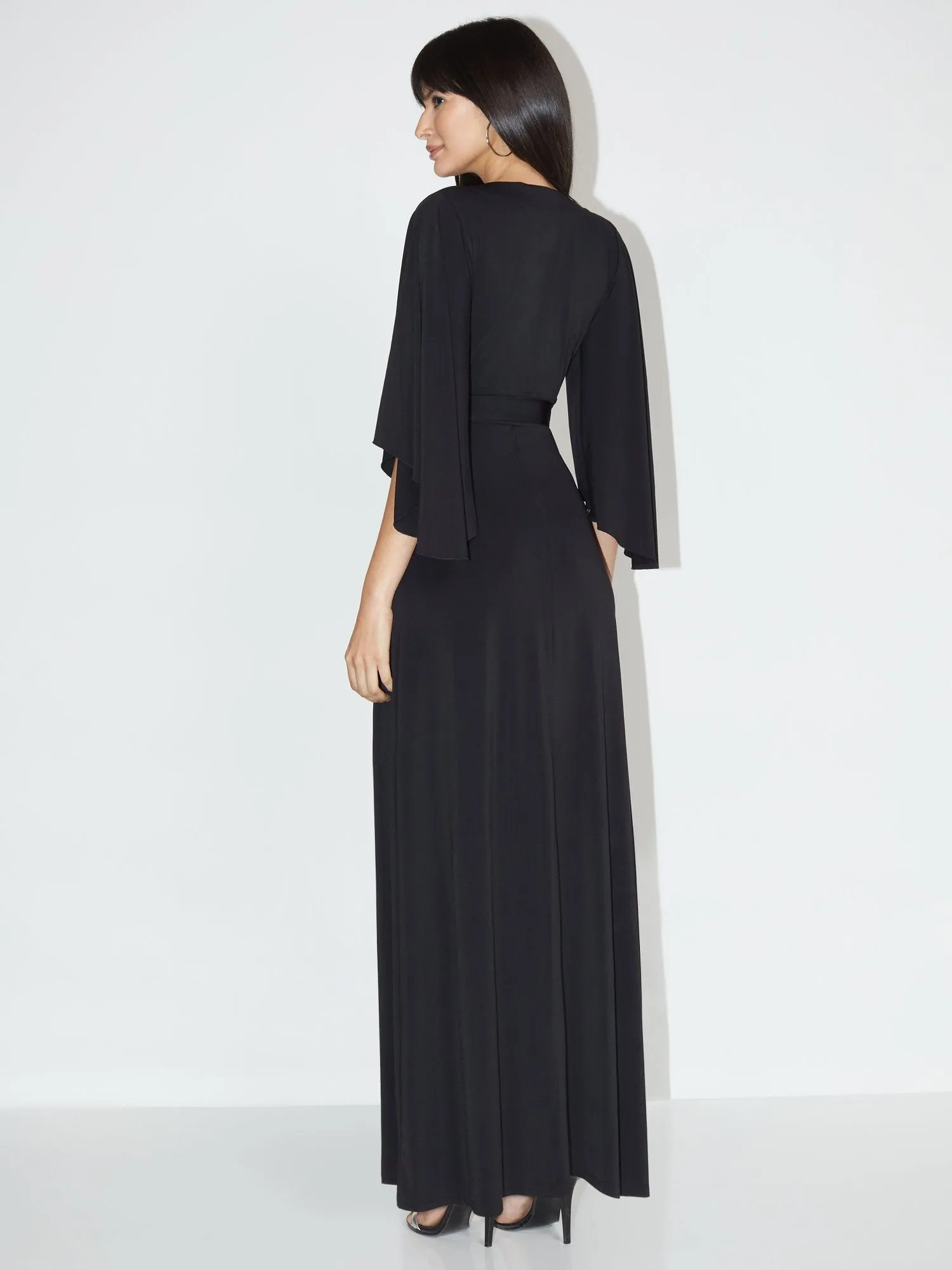 Petite V-Neck Bell-Sleeve Kimono Maxi Dress - NY&C Style System