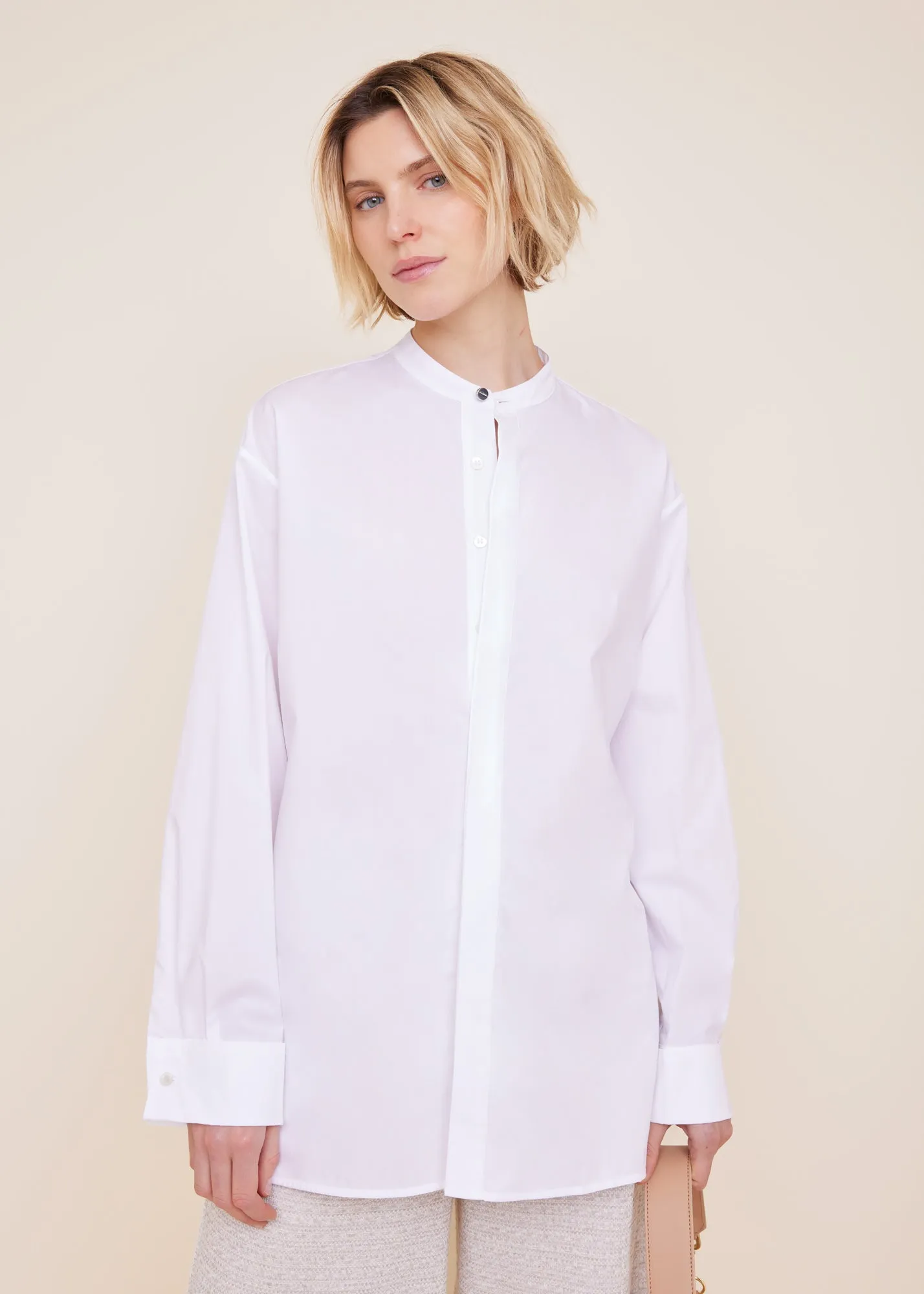 Poplin blouse met manchetten