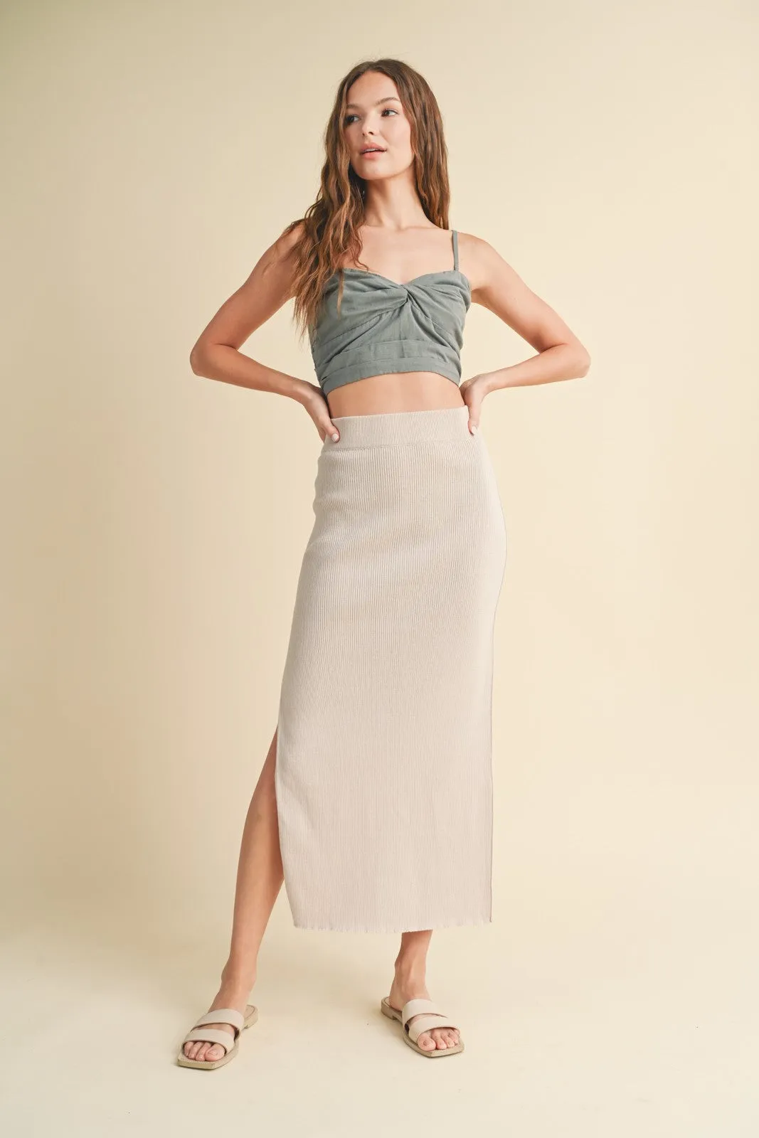 Rebecca Sweater Maxi Skirt in Champagne