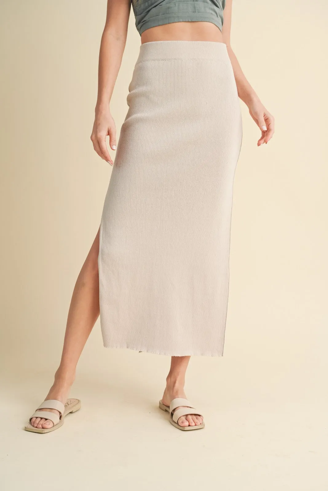 Rebecca Sweater Maxi Skirt in Champagne