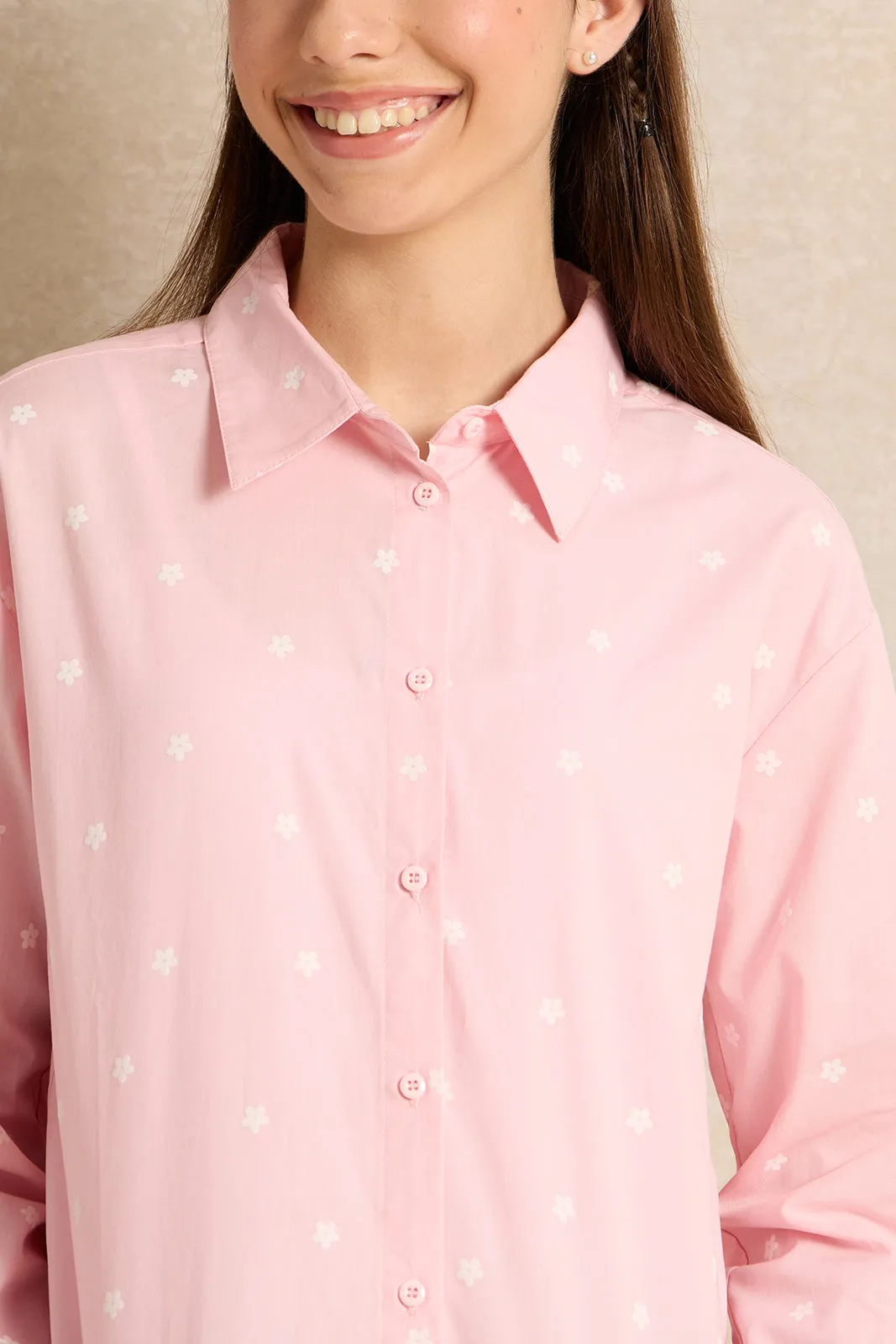 Senior Girls Pink Embroidered Shirt