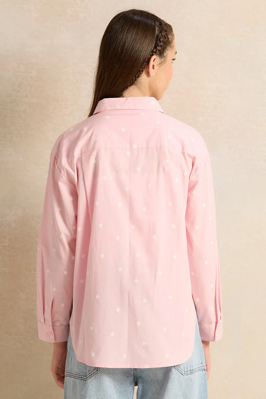 Senior Girls Pink Embroidered Shirt