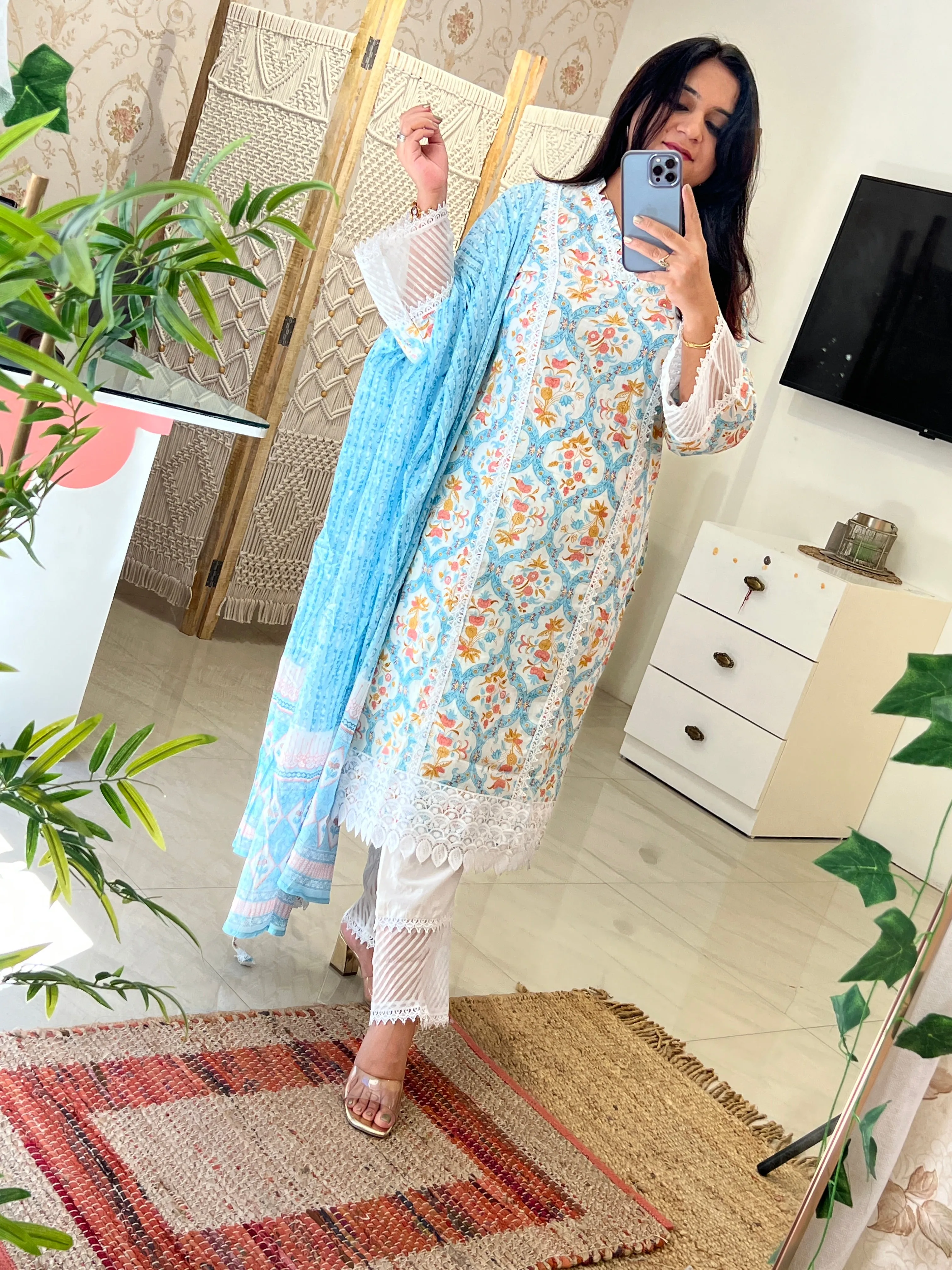 Shabana Cotton Pakistani Suit with Lace Detailing