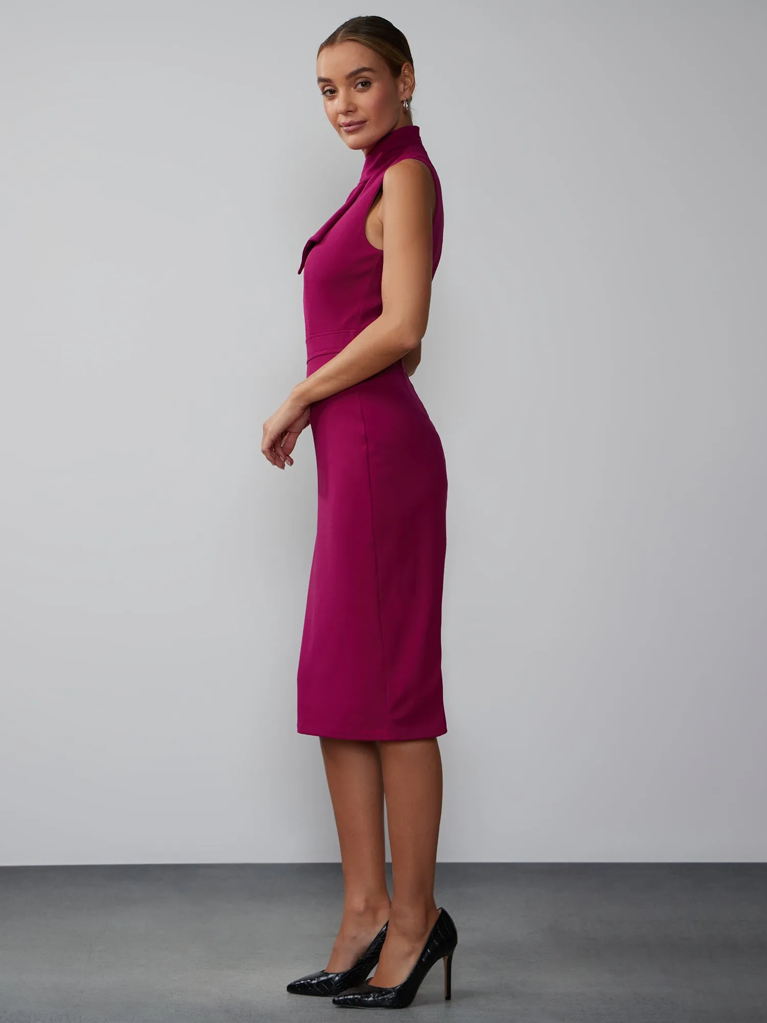 Sleeveless Bow Detail Fitted Sheath Dress