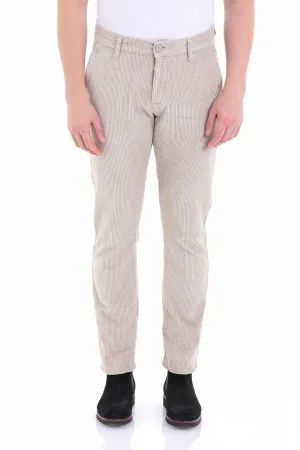 Slim Fit Khaki Beige Low Waist Cotton Dress Pants