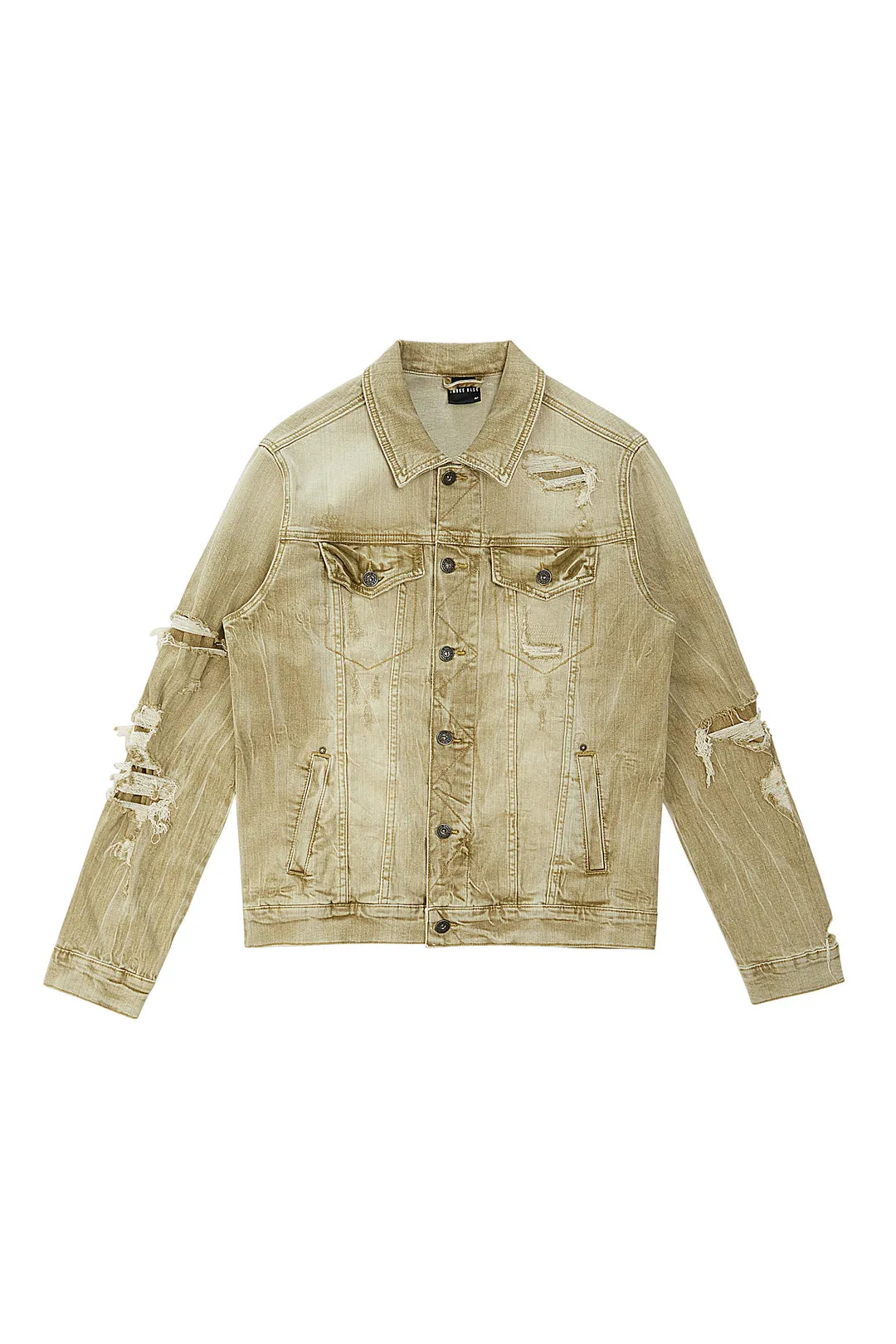 Smoke Rise Men's Rip & Repaired Color Denim Jacket