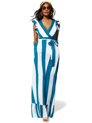 Stripe Flounced Maxi Dress