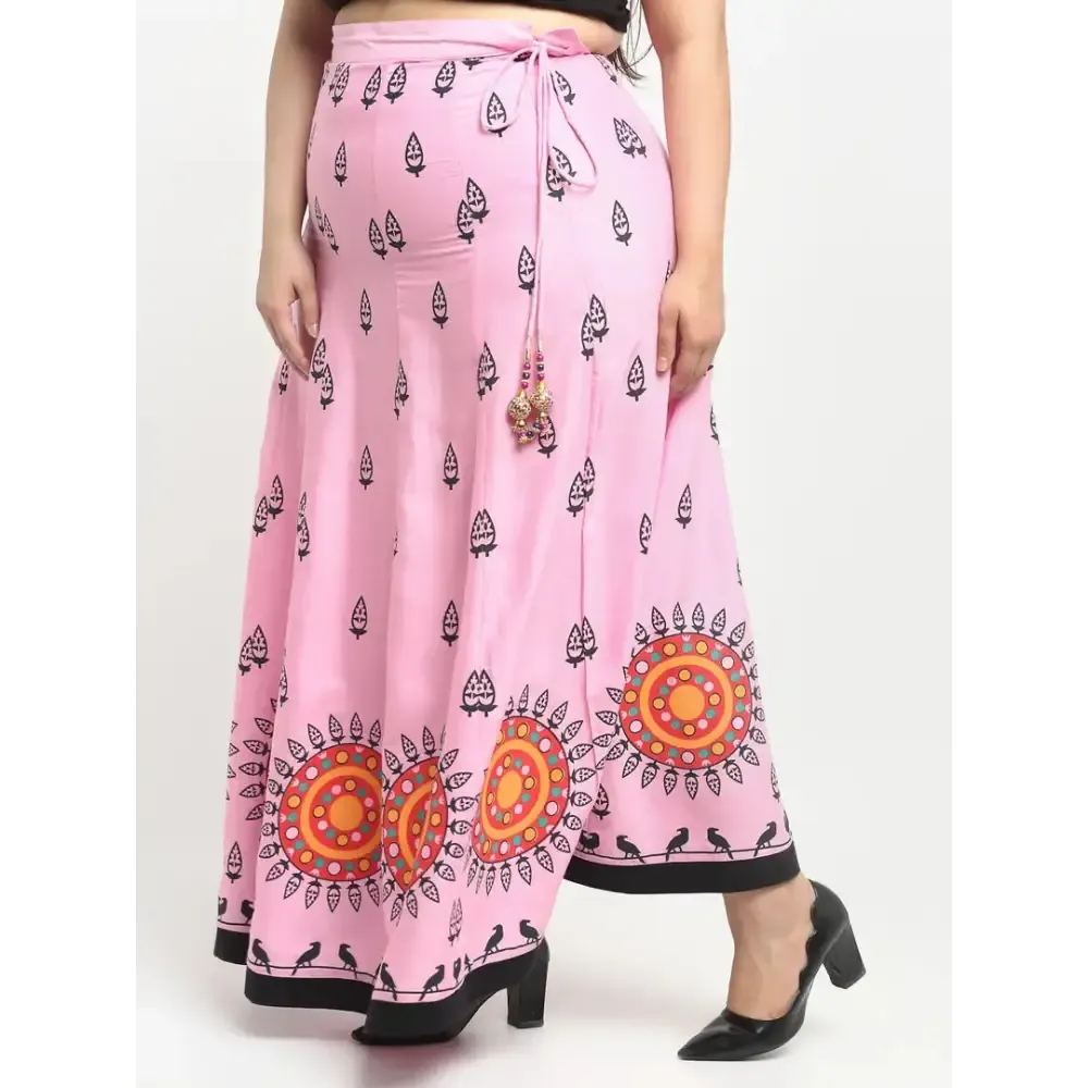 Stylish Pink Rayon Printed Skirts For Women