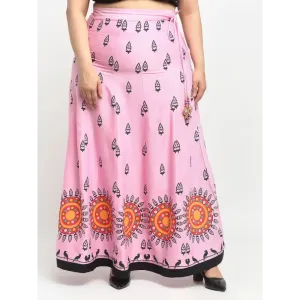 Stylish Pink Rayon Printed Skirts For Women