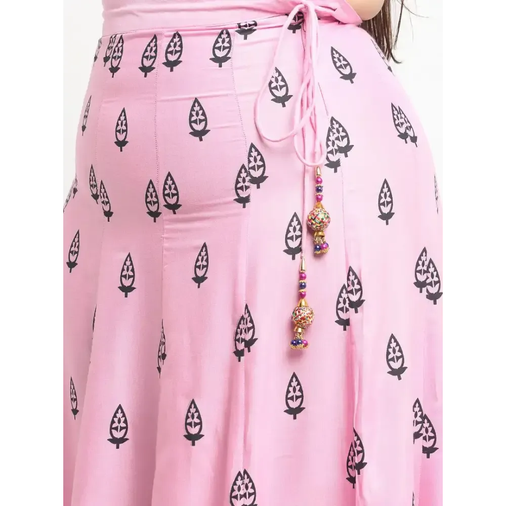 Stylish Pink Rayon Printed Skirts For Women