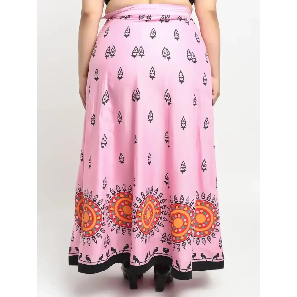 Stylish Pink Rayon Printed Skirts For Women