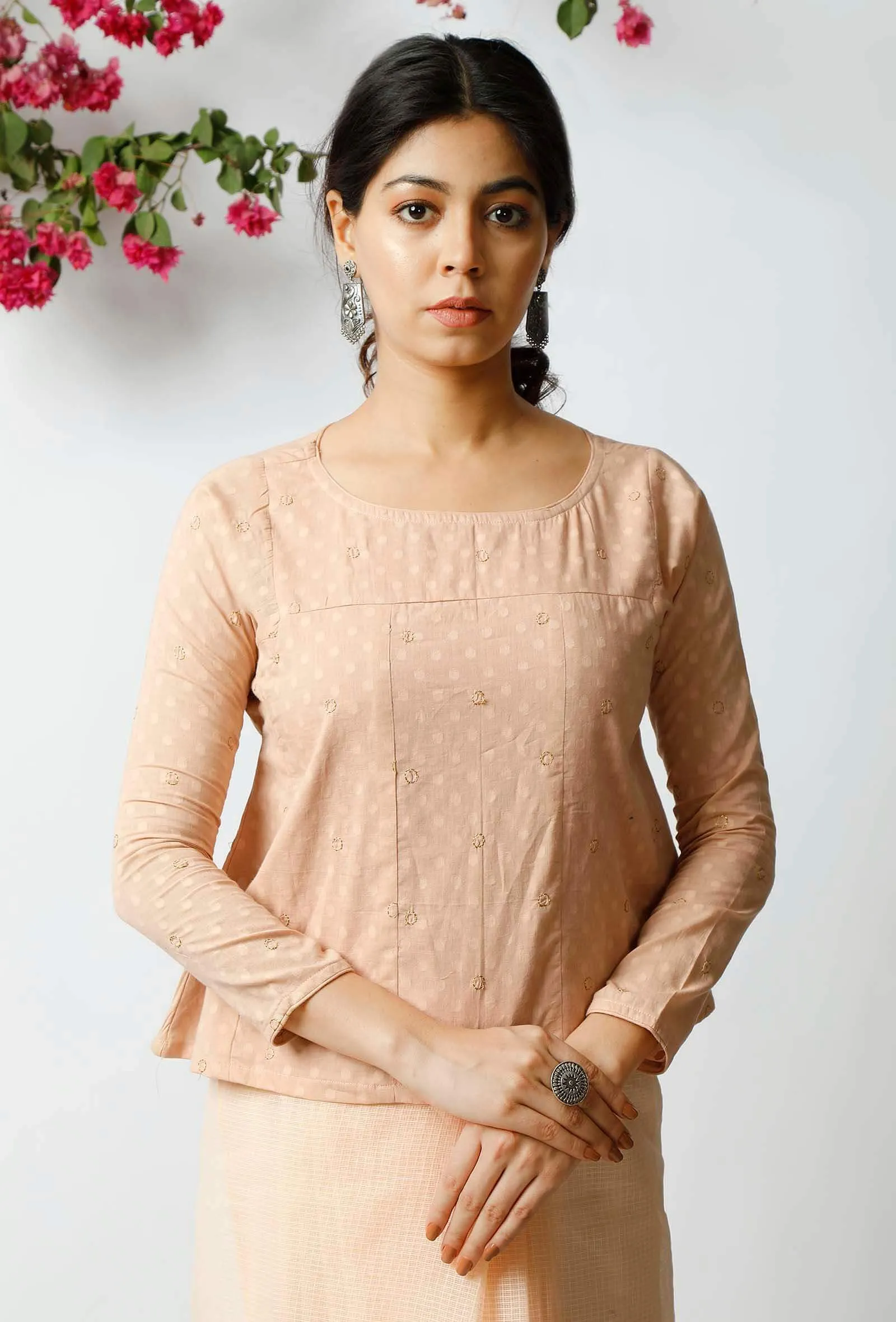 The Serene Peach Cotton Blouse