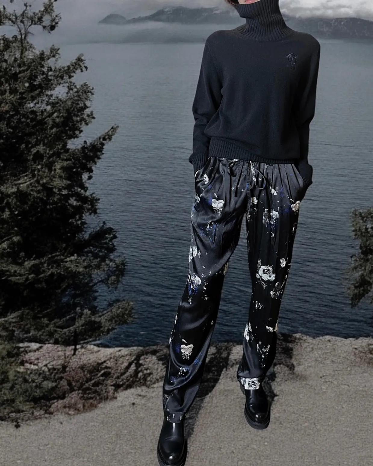 UNISEX MIDNIGHT GARDEN SILK PANTS